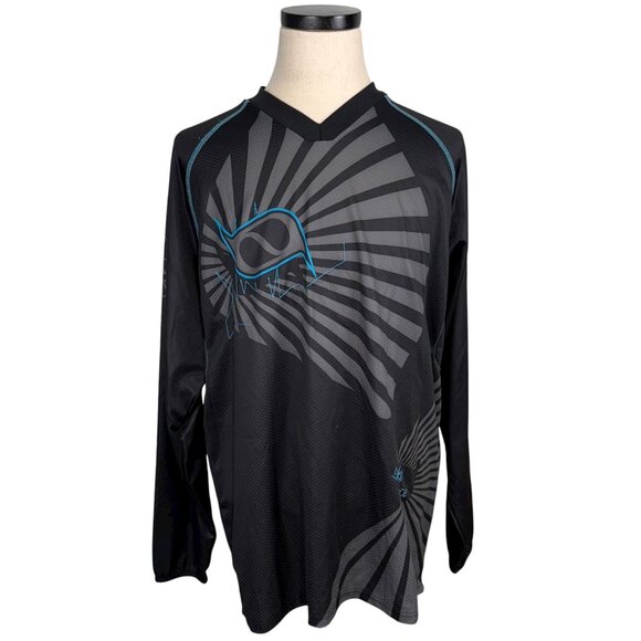 MSR Black Y2K Graphic Long Sleeve Jersey XL 100% Polyester Made In Taiwan - Picture 1 of 16